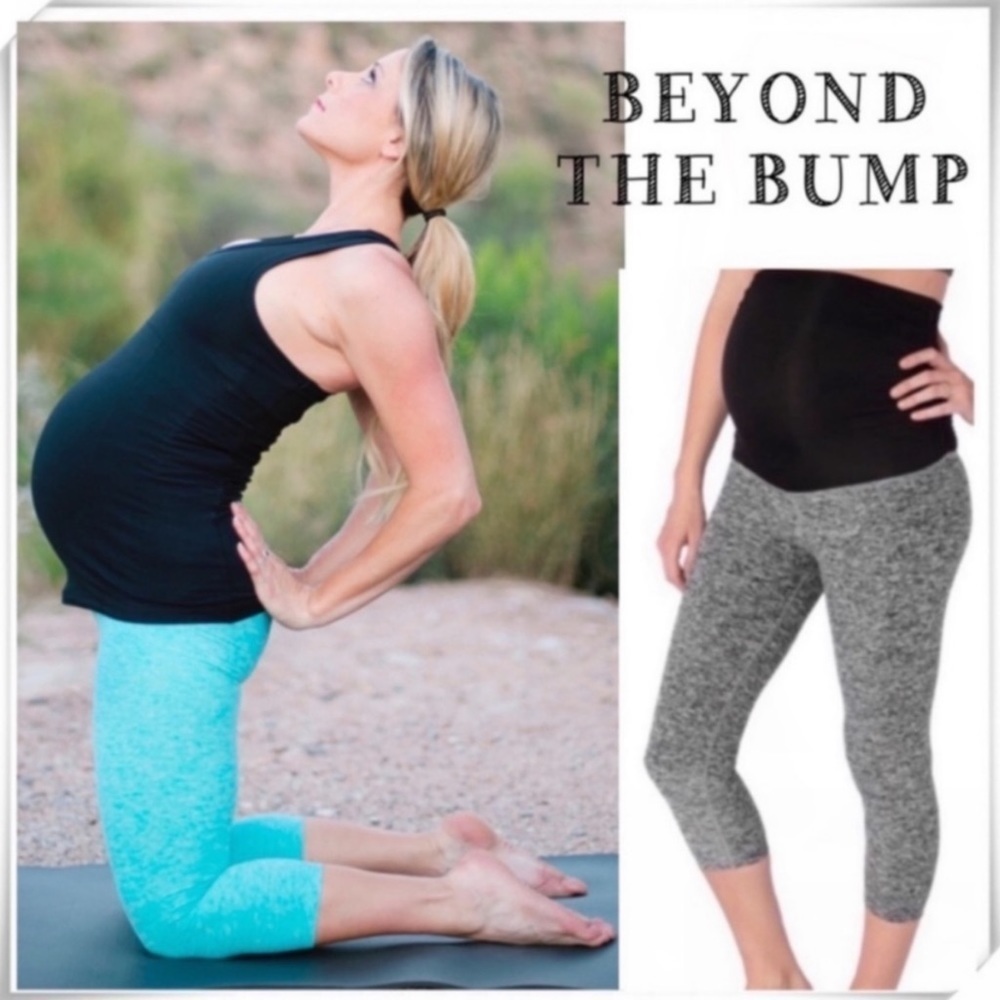 BEYOND the Bump Maternity Workout Crop Pants in Space-dye Aqua Green Size M
